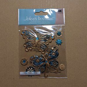 Jolee's Boutique Steampunk Butterflies 3D Dimensional Handmade Sticker 7 PC New